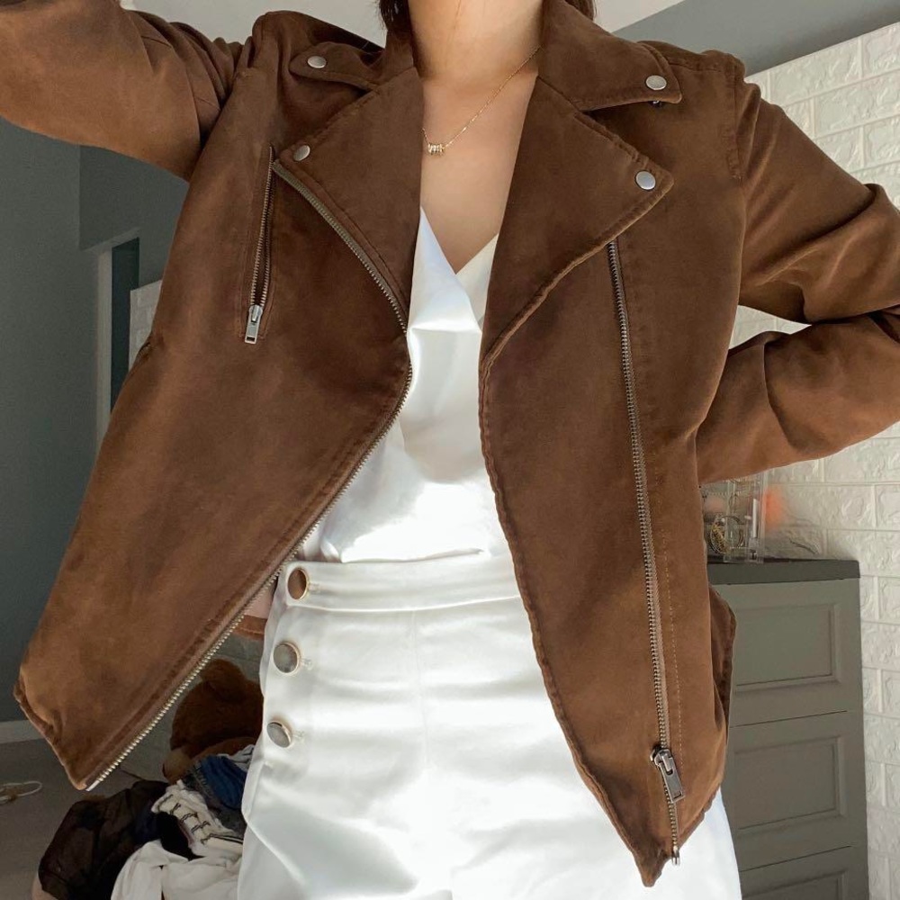 Uniqlo Brown Suede Moto Jacket